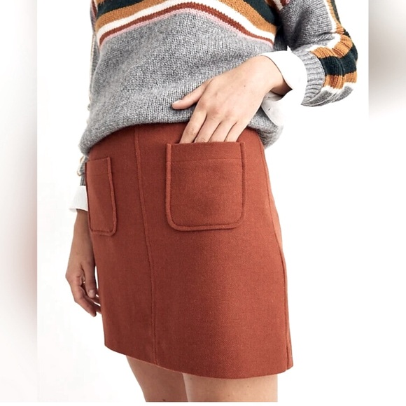 Madewell Dresses & Skirts - MADEWELL Rust Wool Blend Mini Skirt w/Pockets Sz 4